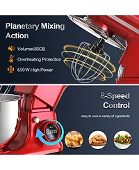 5.3 Qt Digital Display Stand Kitchen Food Mixer 8 Speed with Egg Whisk, Dough Hook & Flat Beater
