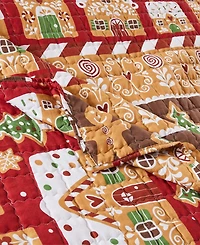 Greenland Home Fashions Gingerbread Lane Novelty Holiday Reversible Throw, 50" x 60"