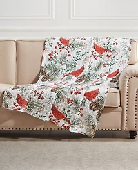 Greenland Home Fashions Cardinal Plaid Winter Wonderland Reversible Throw, 50" x 60"