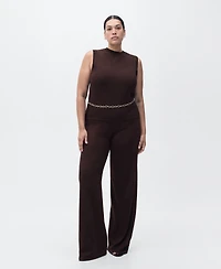 Mango Women's Fine-Knit Wide Leg Pants