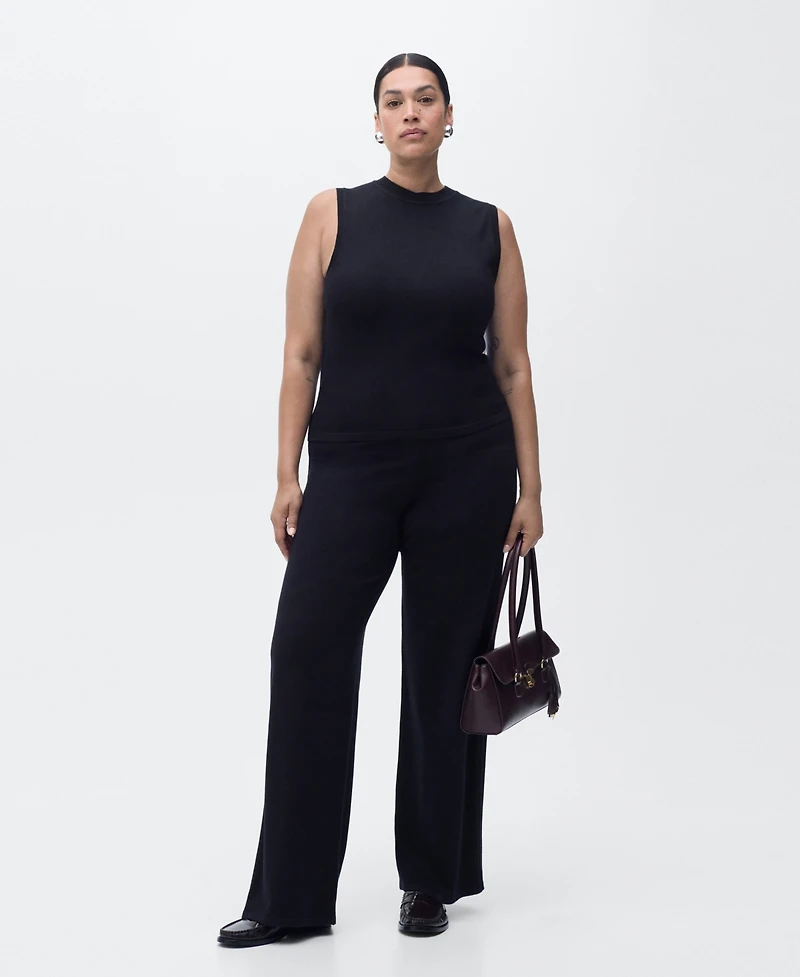 Mango Women's Fine-Knit Wide Leg Pants