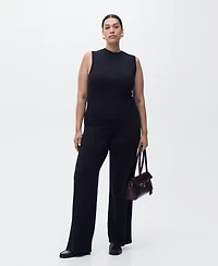 Mango Women's Fine-Knit Wide Leg Pants