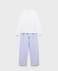 Mango Women's 2-Piece Seersucker Striped Pajamas