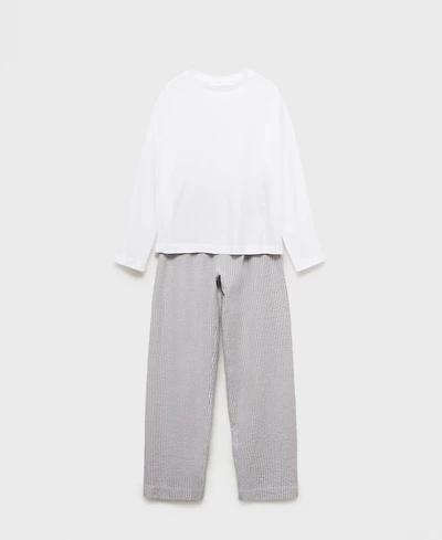 Mango Women's 2-Piece Seersucker Striped Pajamas