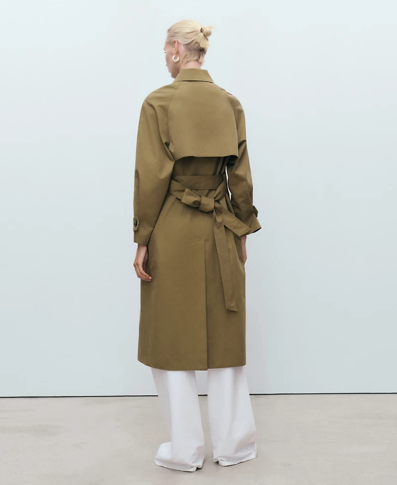 Mango Women's Long Double-Breasted Trench Coat
