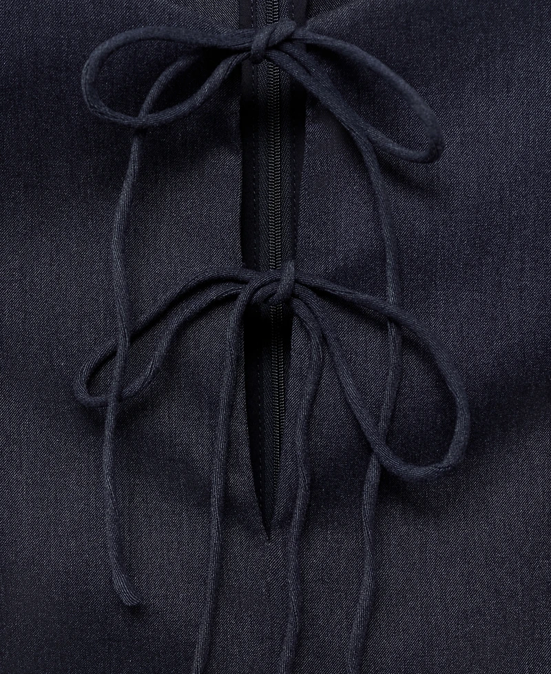 Mango Women's Bows Denim Effect Dress