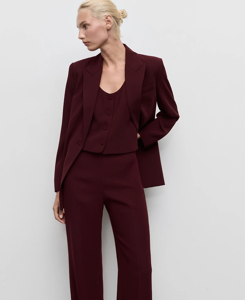 Mango Women's Straight Mid-Rise Suit Pants
