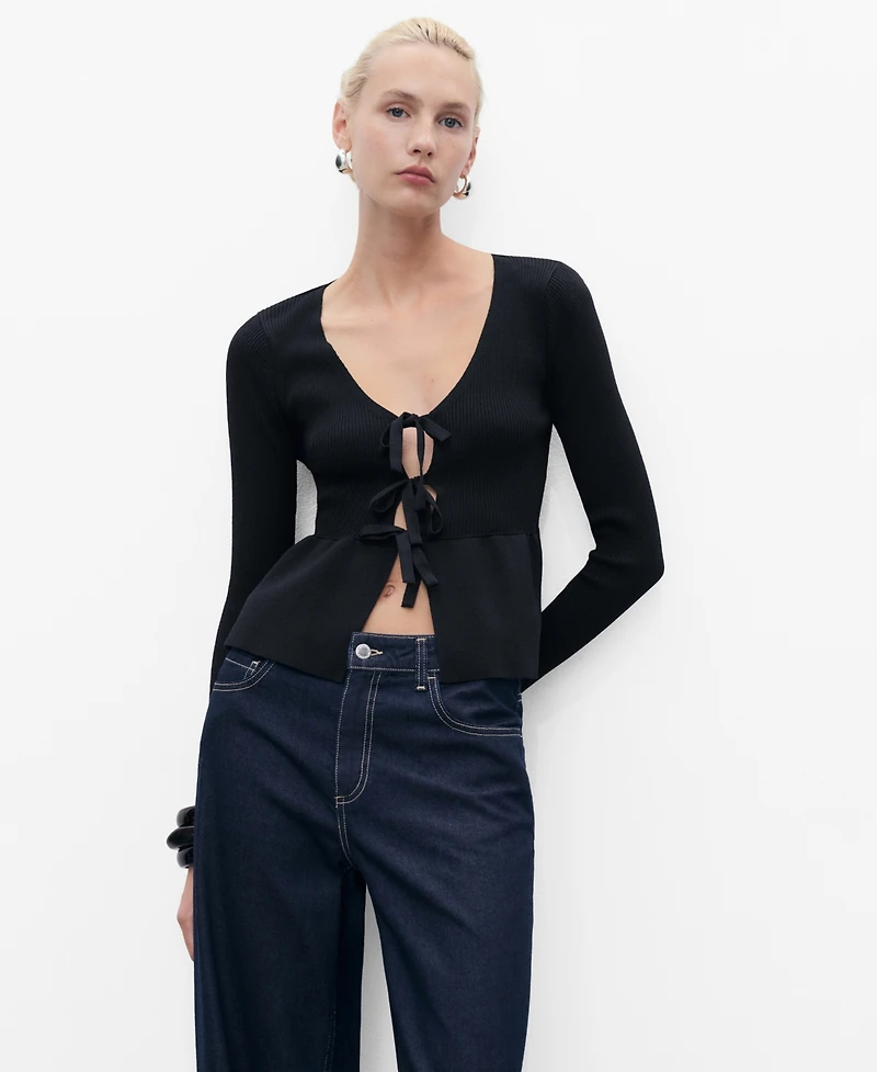 Mango Women's Ties Knitted Cardigan