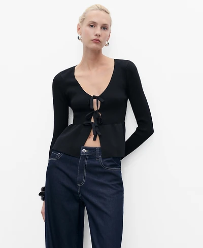 Mango Women's Ties Knitted Cardigan