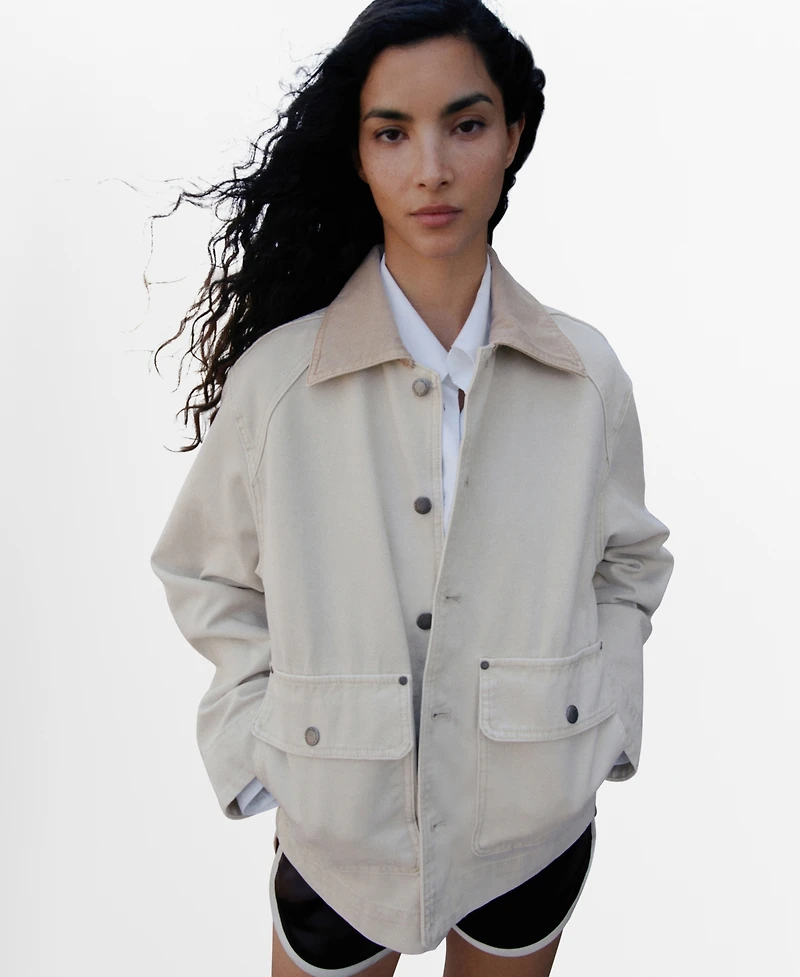 Mango Women's Contrasting Collar Denim Parka