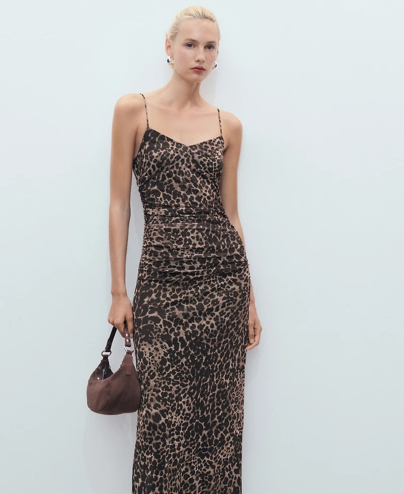 Mango Women's Animal-Print Midi Dress