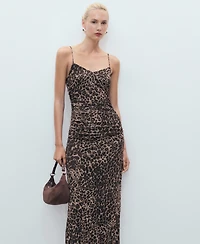 Mango Women's Animal-Print Midi Dress
