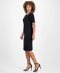 Kasper Women's Asymmetrical-Neck Sheath Dress