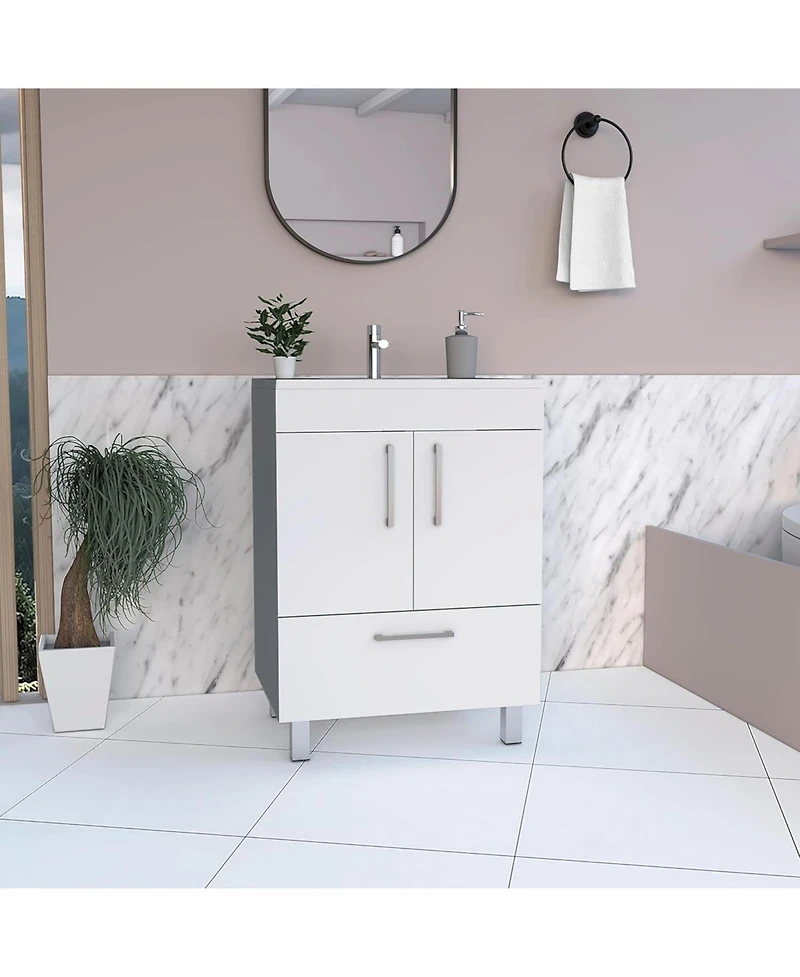 Tuhome Velloc 24"" Bathroom Vanity White White Mdf