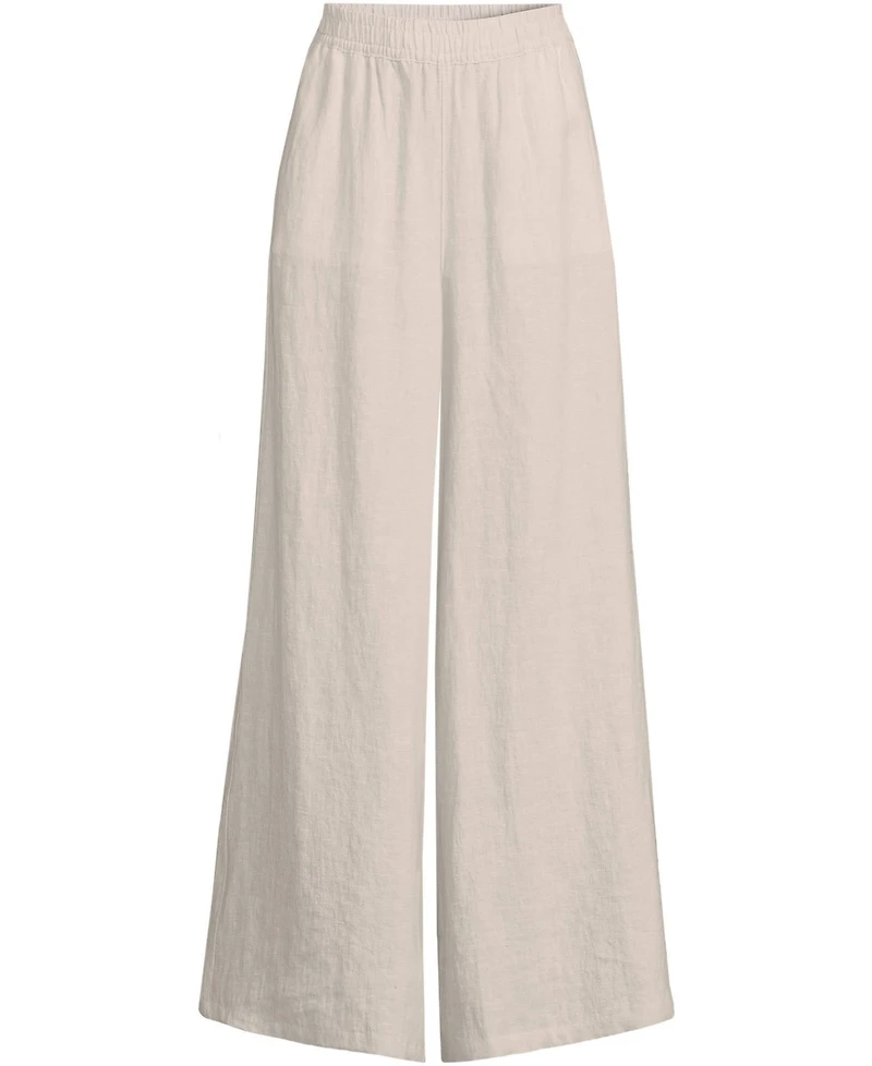 Lands' End Women's Plus Linen High Rise Palazzo Pants - Set Bottom