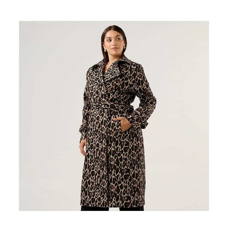 Estelle Plus Shari Leopard Print Trench