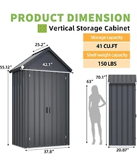 Aecojoy Outdoor Storage Cabinet Waterproof with Shelves, Vertical Tall Sheds Cabinet