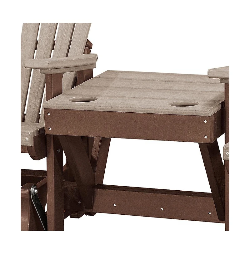 American Furniture Classics Double Glider with Center Table in Weatherwood and Tudor Brown