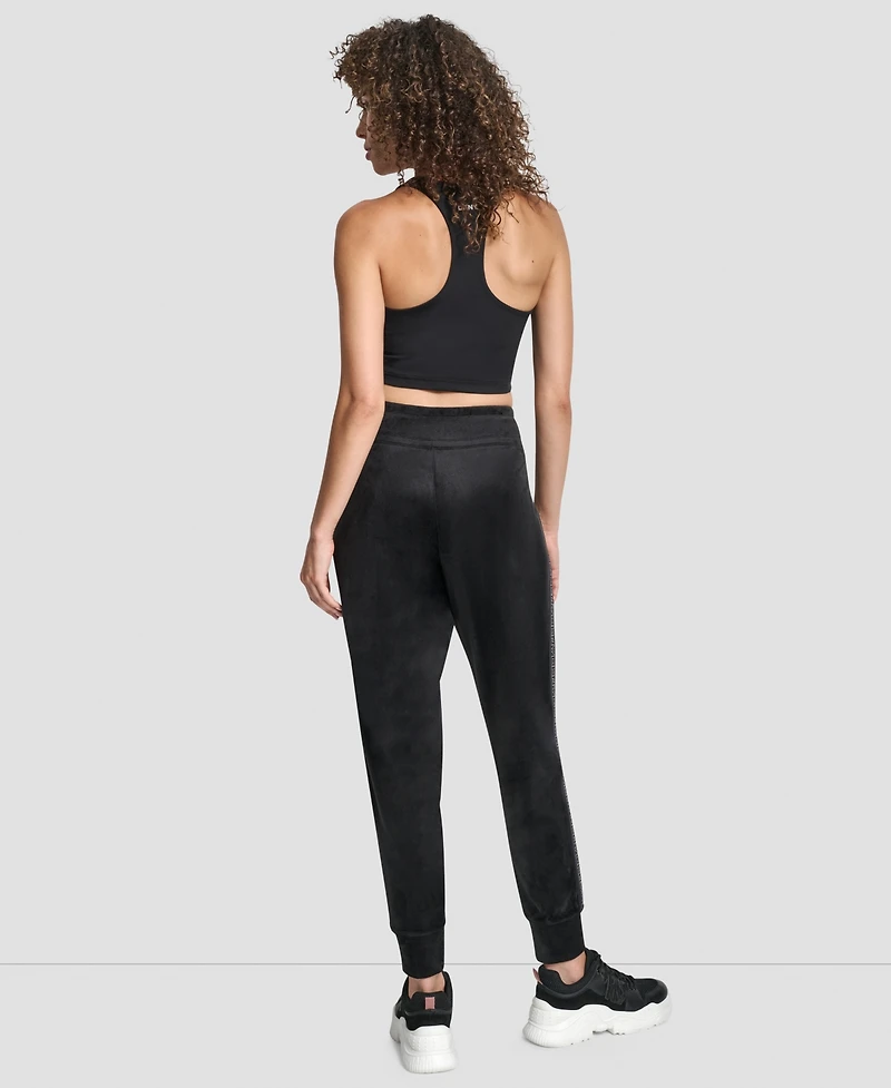 Dkny Women's Cuffed Metallic Logo Joggers