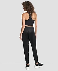 Dkny Women's Cuffed Metallic Logo Joggers