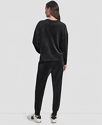 Dkny Women's Platinum Velour Crewneck Sweatshirt