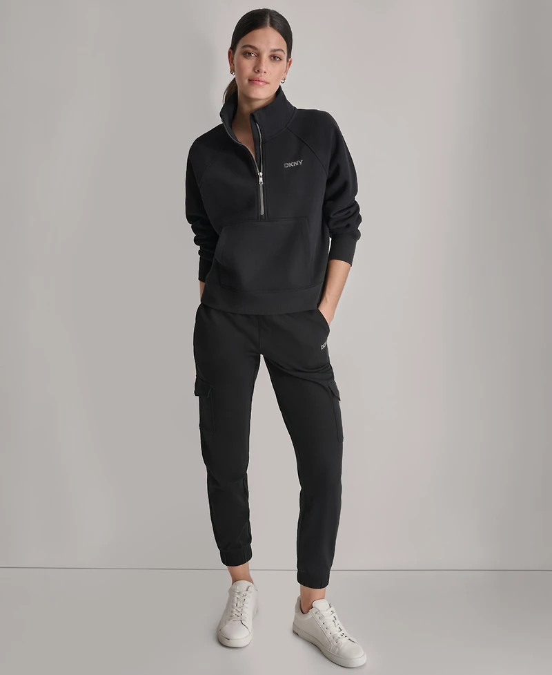 Dkny Sport Women's Studded-Logo Half-Zip Sweatshirt