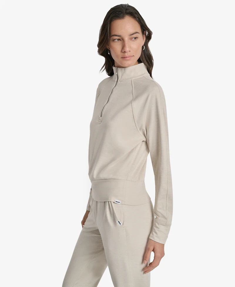 Dkny Sport Women's Space-Dyed Half-Zip Raglan-Sleeve Top