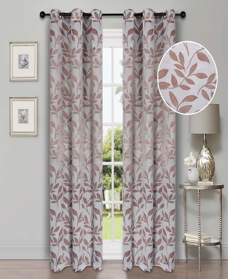 Superior Modern Leaves Room Darkening Grommet Top Curtain Panels, 42" x 96" (Set of 2)