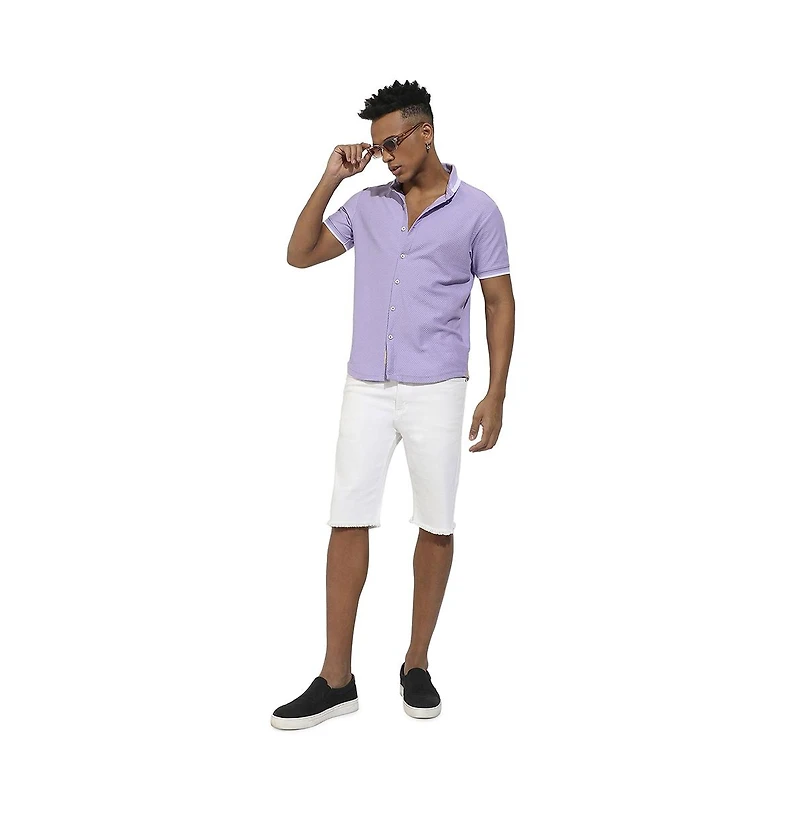 Campus Sutra Men's Lavender Honeycomb Knit Shirt