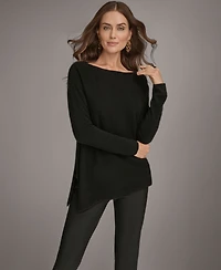 Donna Karan New York Women's Asymmetric Hem Cashmere Poncho Sweater