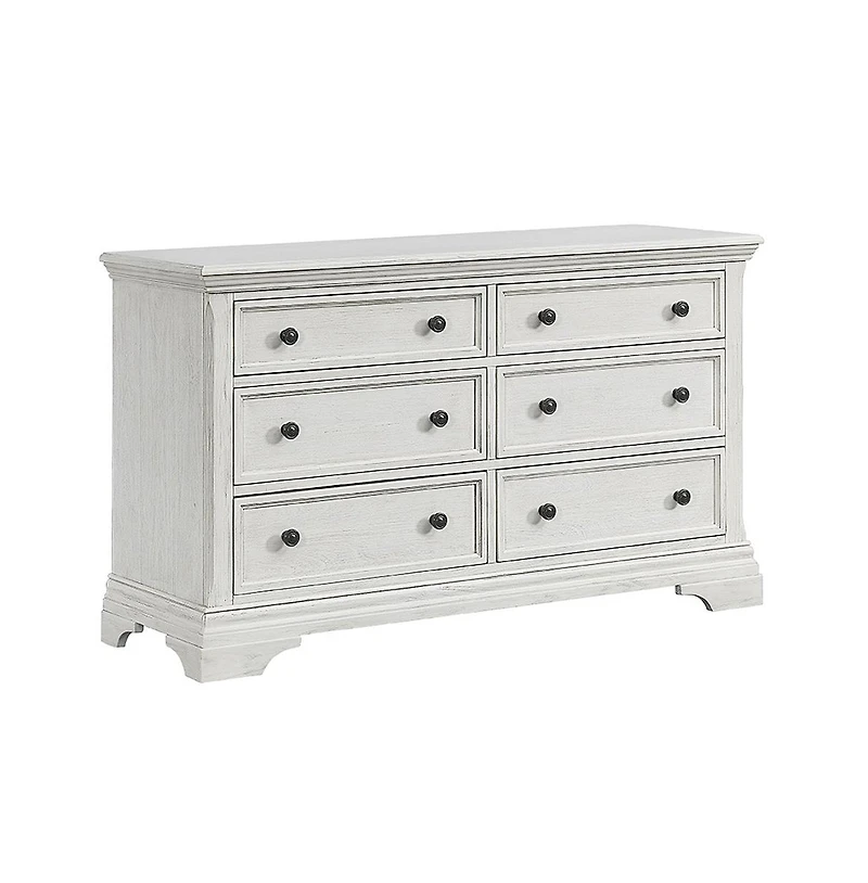 Olivia 6-Drawer Dresser, Brushed White