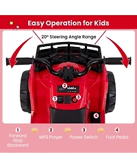 Kids Ride On Electric Atv 6V 4-Wheeler Quad Car with One-Button Start Tread Tires