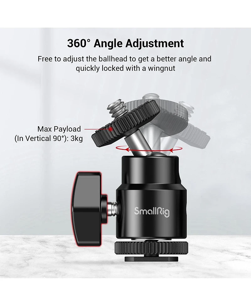 SmallRig 1/4" Camera Hot Shoe Mount with Additional 1/4" Screw, 2-Pack