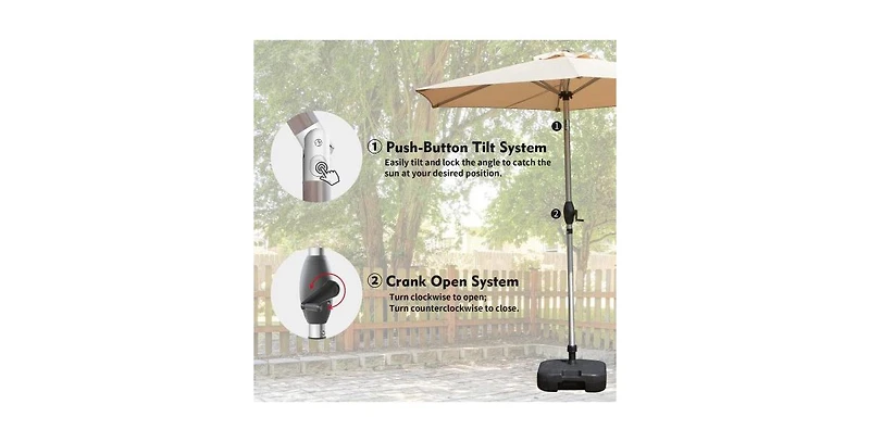 Flynama 7.5 Ft Beige Patio Umbrella with Tilt and Crank
