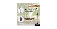 Flynama 7.5 Ft Beige Patio Umbrella with Tilt and Crank