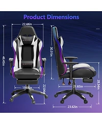 Mr Ironstone Gaming Chair with Speakers and Led Lights Ergonomic Massage Computer Gaming Chair with Broaden Cusion and Footrest High Back Video Game C