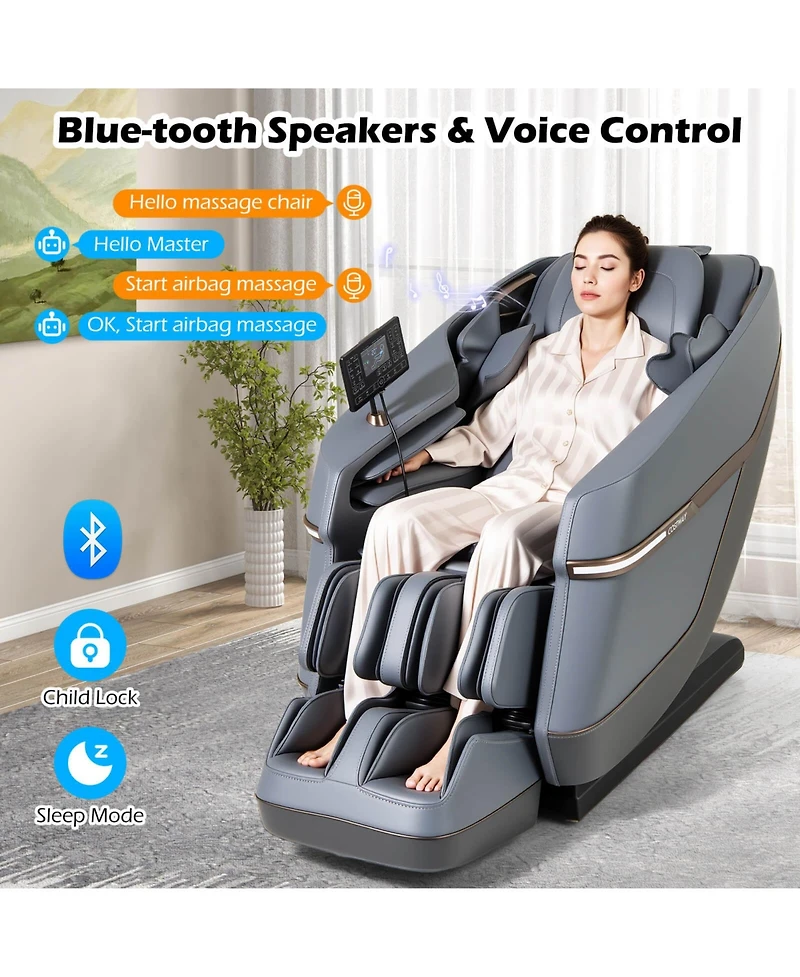 Costway Full Body Zero Gravity Massage Chair with Airbags Waist Heater Foot Rollers