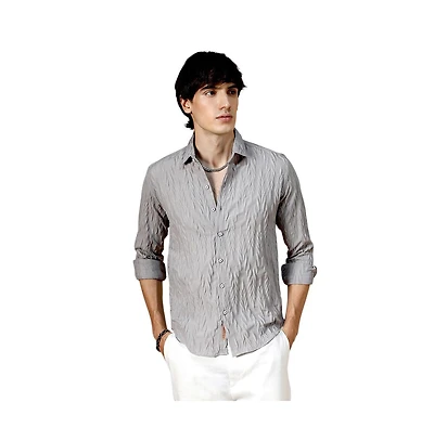 Campus Sutra Men's Grain-Textured Shirt