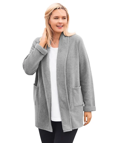Woman Within Plus Microfleece Cardigan
