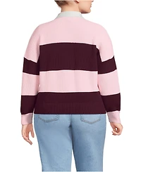 Lands' End Plus Drifter Rugby with Woven Collar Sweater