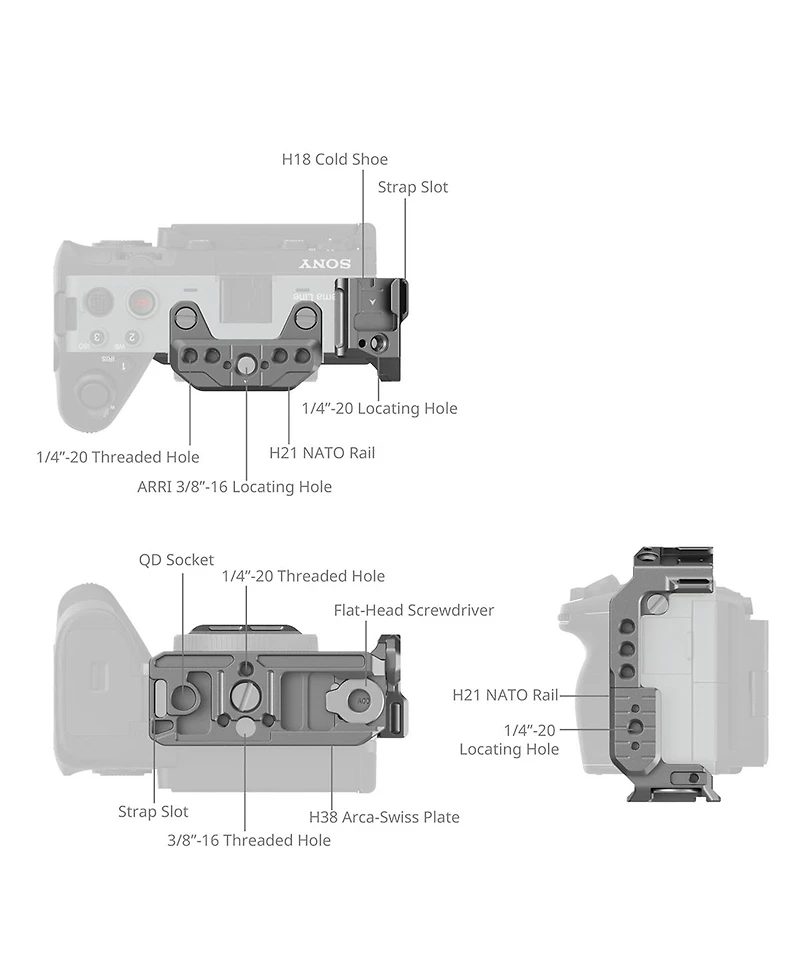 SmallRig HawkLock Quick Release Half Cage for Sony FX3/FX30 Camera