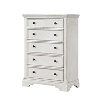 Westwood Design Olivia 5-Drawer Traditional Wood Chest in Brushed White