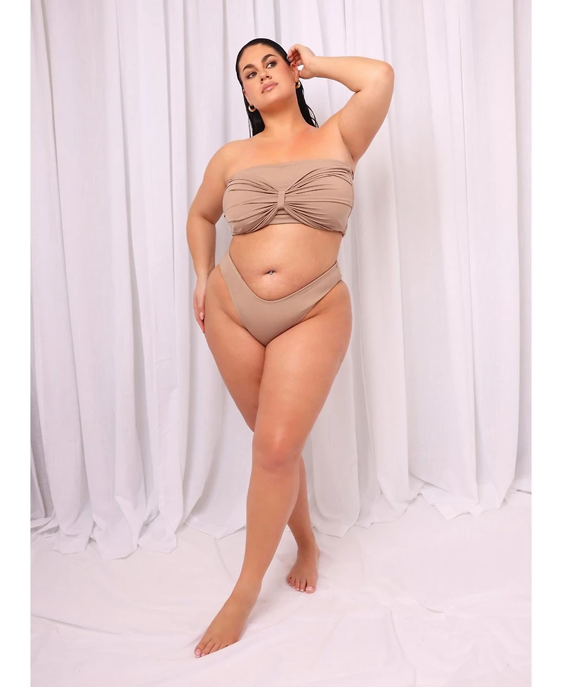 ModasP3 Women's Danica Knotted Bandeau Swim Top - Taupe