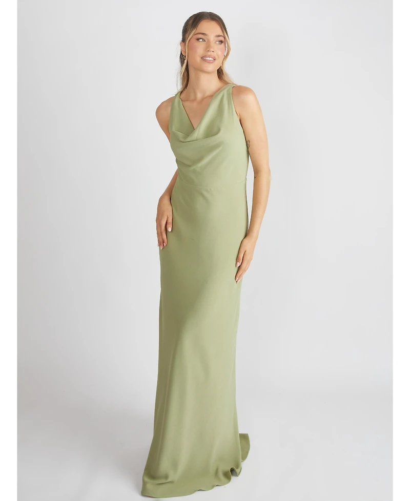 Six Stories Women's Cowl Front Crepe Bridesmaid Dress