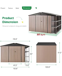 Aecojoy 10x8 Ft Storage Shed with Rack