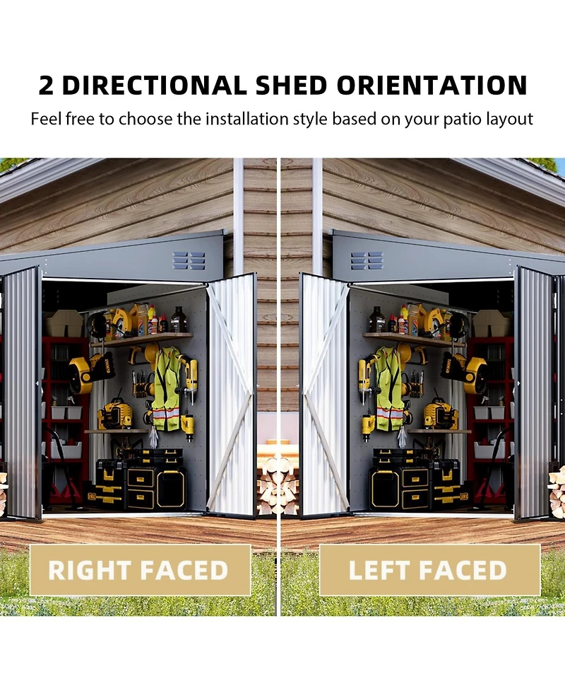 Aecojoy 8'x10' Lean to Shed Outdoor Storage Shed