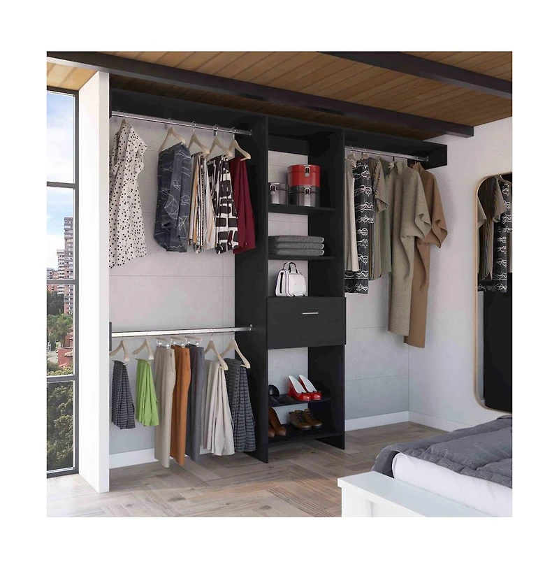 Tuhome Manchester 250 Closet System Black Mdf