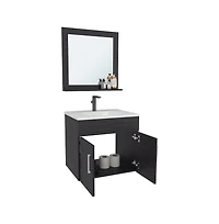 Tuhome Blake Bathroom Cabinet with Mirror Cabinet Black Mdf