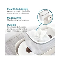 iDesign Plastic Bathroom Trash Can with Storage for Toiler Paper - Clear/Satin