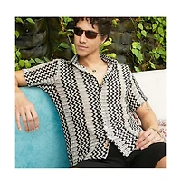 Campus Sutra Men's Zigzag-Knit Shirt